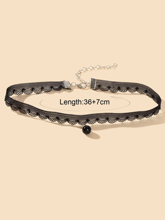 Classic Black Velvet Choker Round Charm Necklace Women Halloween Cosplay Jewelry